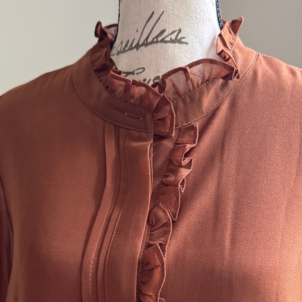 Calvin Klein Brown Ruffle Blouse - Picture 2 of 3